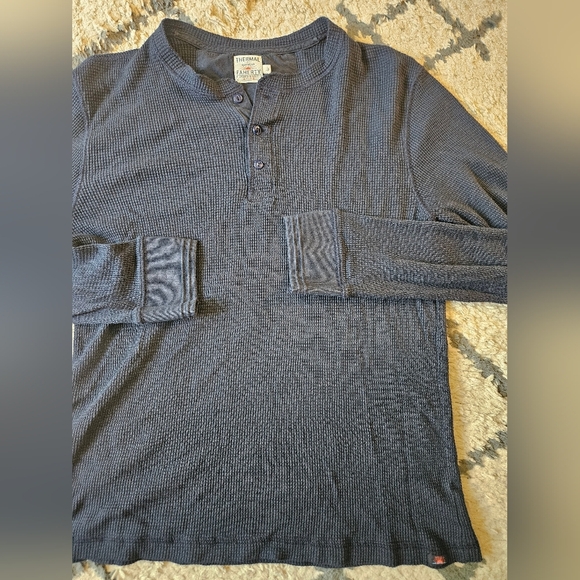 Faherty Thermal Knitwear Pima Cotton Long Sleeve Henley Large - Picture 1 of 5